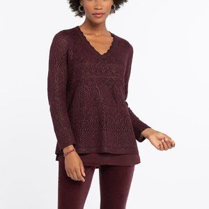 NIC+ZOE Shine On Knit Sweater In Winterberry Size PP